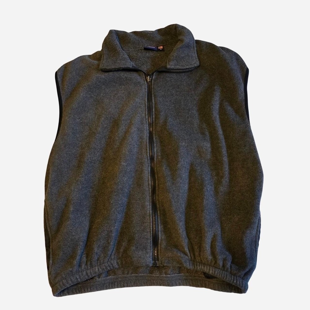 100% Cotton King Louie America Fleece Vest M Gray Zip Up Union Made in‎ USA